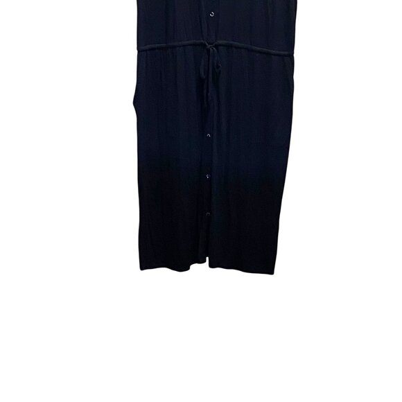 Eileen Fisher Sleeveless Button Down Jersey Dress Black Size L Minimalist Preppy - Picture 6 of 15